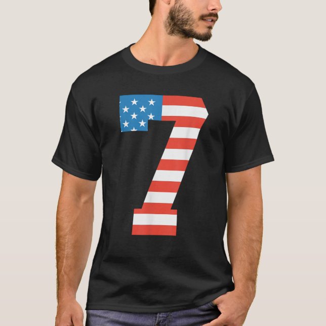 T-shirt Fun 7e anniversaire US américain Drapeau 4 juillet (Devant)