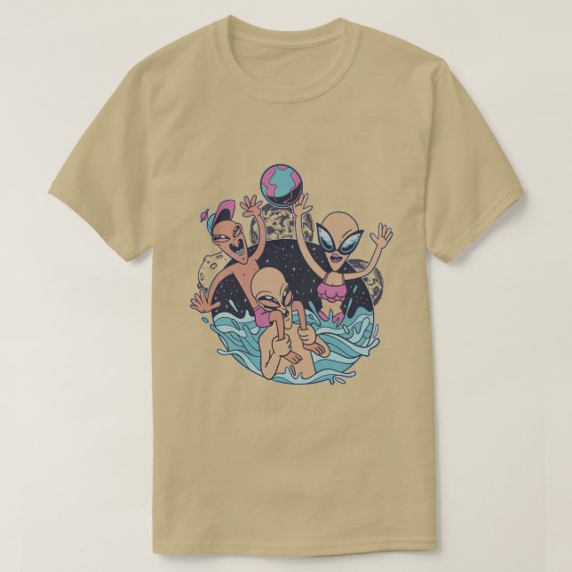 T-shirt Fun Alien Beach Party (Design devant)