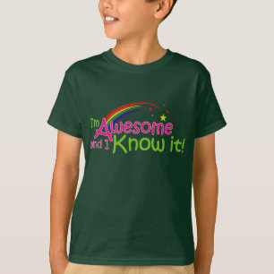 T-shirt Fun Awesome & I know it in Rainbow Colour Text