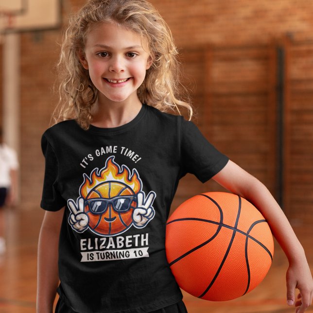 T-shirt Fun Birthday Boy with Basketball Theme (Créateur téléchargé)
