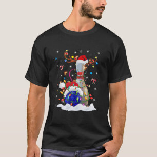 T-shirt Fun Bowling Boule de Noël Pin de bowling Santa Hat