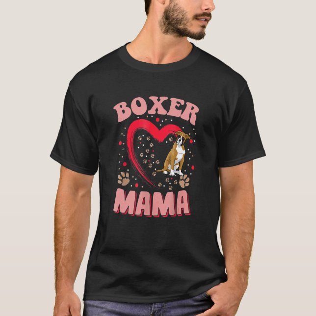 T-shirt Fun Boxer Mama Pet Vêtement Chien Boxer Maman Prés (Devant)
