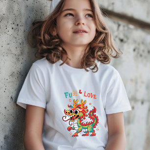 T-shirt Fun Carton Dragon Chinois Nouvel An Fu Kids Cadeau