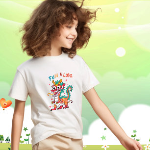 T-shirt Fun Carton Dragon Chinois Nouvel An Fu Kids Cadeau