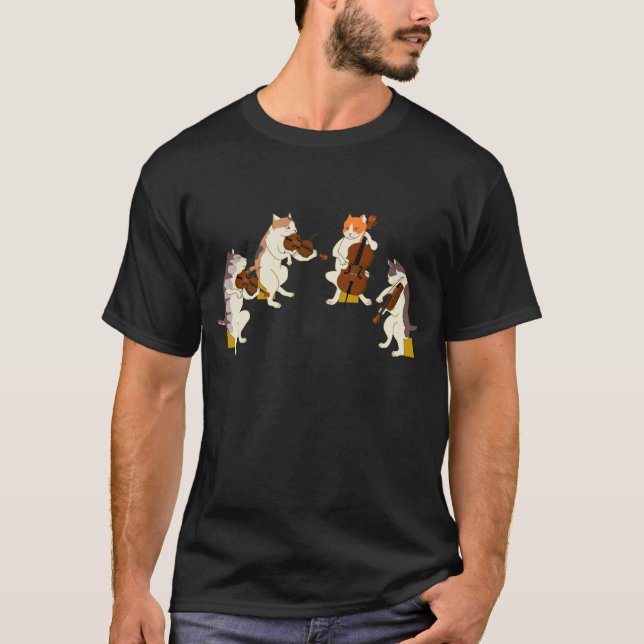 T-shirt Fun Cats Jouer Violon Cello Amoureux des chats de  (Devant)