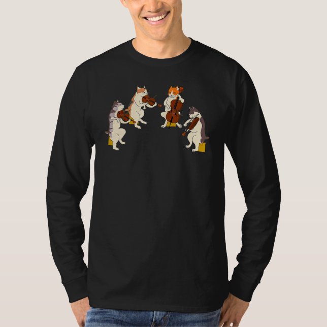 T-shirt Fun Cats Jouer Violon Cello Musique Cat (Devant)
