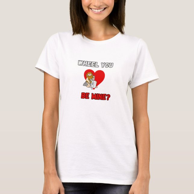 T-shirt FUN! Caveman - Wheel You be mine? Cœur (Devant)