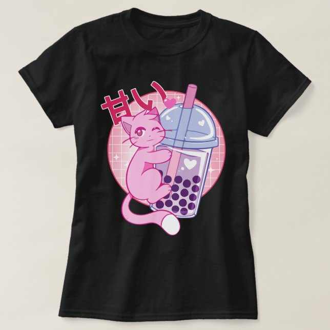 T-shirt Fun Chat Boba Tea Bubble Tea Anime Kawaii Gift Gir (Design devant)
