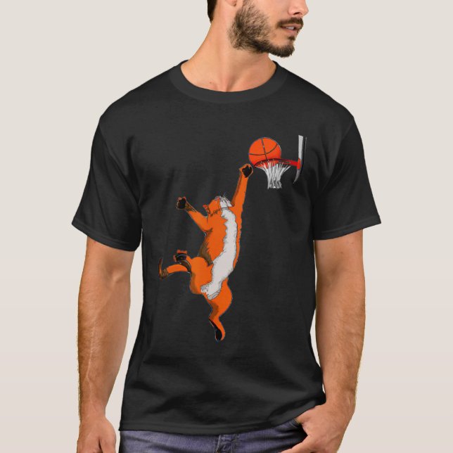 T-shirt Fun Chat Jouer Basketball Sports Chat Basketball L (Devant)