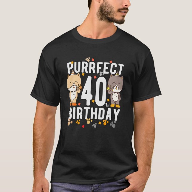 T-shirt Fun Chat Joyeux 40E Anniversaire 40 Anniversaire (Devant)