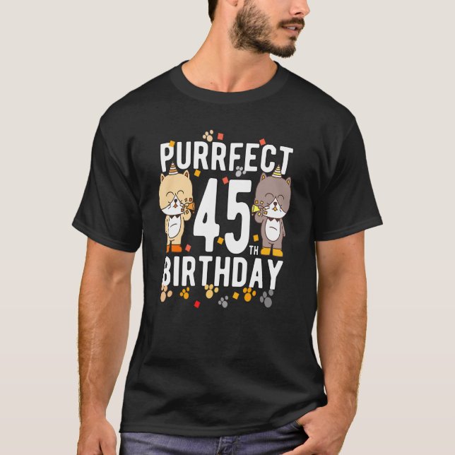 T-shirt Fun Chat Joyeux 45e anniversaire 45 ans Anniversai (Devant)