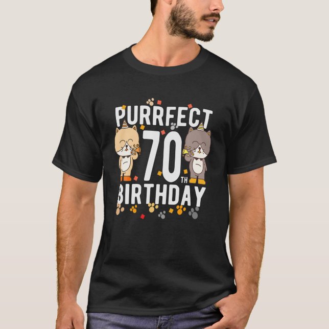 T-shirt Fun Chat Joyeux 70E Anniversaire 70 Anniversaire (Devant)