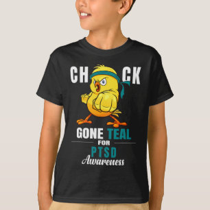 T-shirt Fun Chick Gone Turquoise Ruban Chicken Warrier Pts