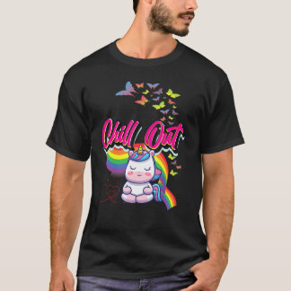 T-shirt Fun Chill Out Cute Unicorn Méditer Gra de méditati