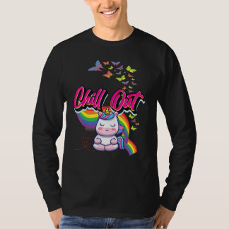 T-shirt Fun Chill Out Cute Unicorn Méditer Gra de méditati