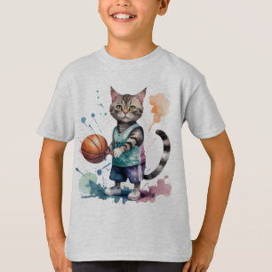T-shirt Fun Cool Chat Jouer Basketball Humour animal