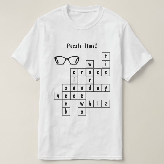 T-shirt Fun Crossword Puzzle noir et blanc (Design devant)
