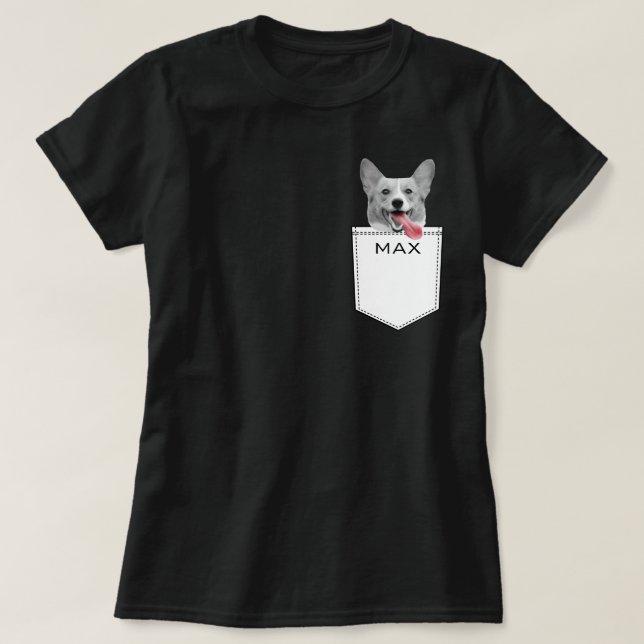 T-shirt Fun Custom Pet photo et nom Pocket (Design devant)