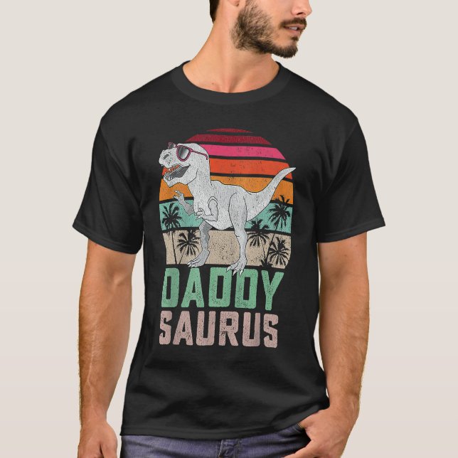 T-shirt Fun Daddy saurus Rex Dinosaur Daddysaurus Family M (Devant)