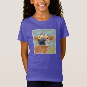 T-Shirt Fun de ferme - Vache avec couronne de fleurs