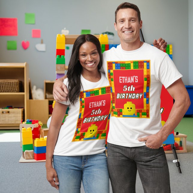T-shirt Fun des parents d'anniversaire avec des blocs de c (Créateur téléchargé)