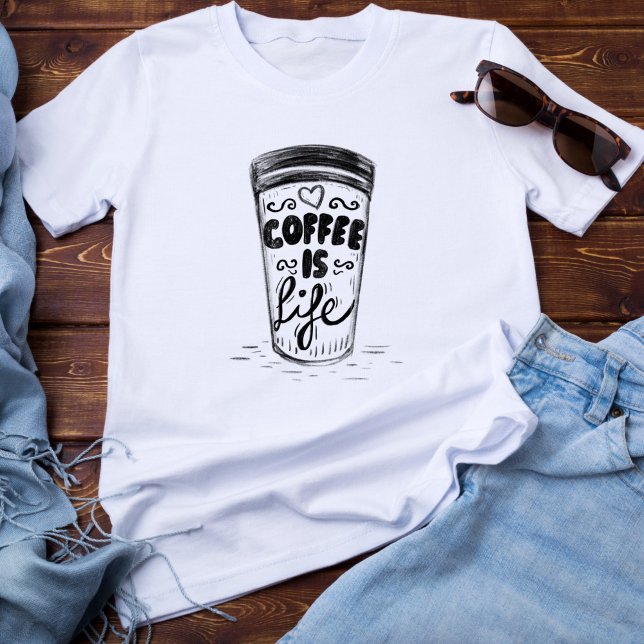 T-shirt Fun Doodle Sketch Lettrer Café est Life Cup (Créateur téléchargé)