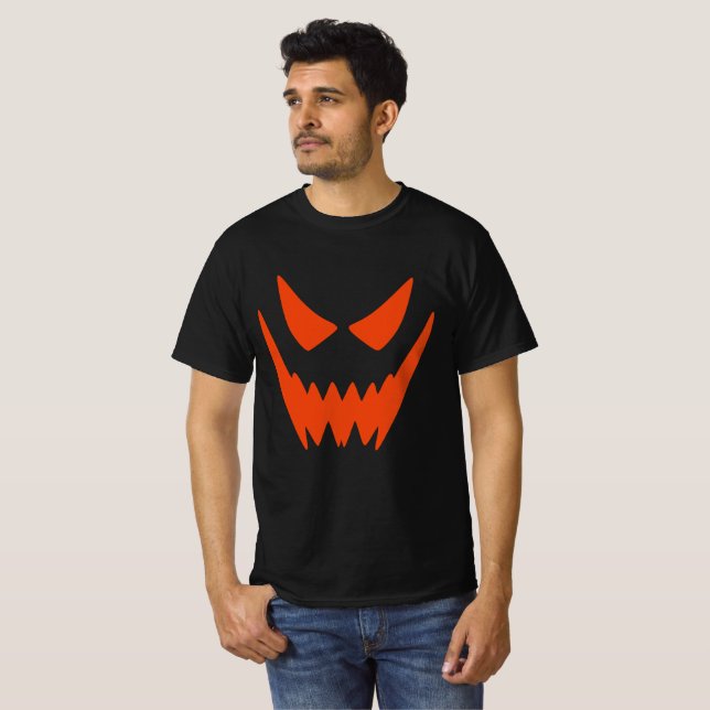 T-shirt Fun Effrayant Éffrayant Citrouille Jack-o'-lantern (Devant entier)