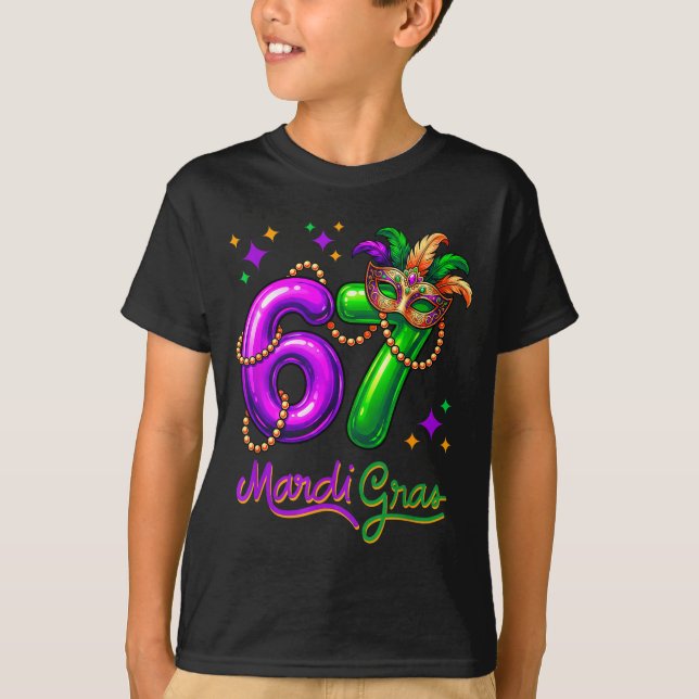 T-shirt Fun Festive 67 Mardi Gras Party Balloons Beads Mas (Devant)