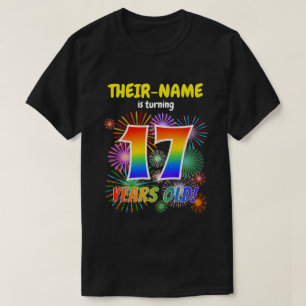 T-shirt Fun Fireworks, Rainbow Look "17", 17e anniversaire