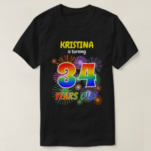 T-shirt Fun Fireworks, Rainbow Look "34", 34e anniversaire