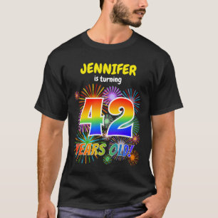 T-shirt Fun Fireworks, Rainbow Look "42", 42e anniversaire