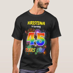 T-shirt Fun Fireworks, Rainbow Look "45", 45e anniversaire