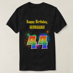 T-shirt Fun Fireworks + Rainbow Motif "44" Anniversaire #