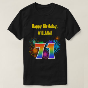 T-shirt Fun Fireworks + Rainbow Motif "71" Anniversaire #
