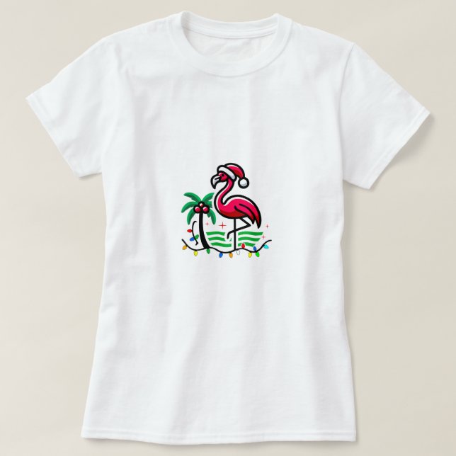 T-shirt "Fun Flamant rose de Noël" (Design devant)