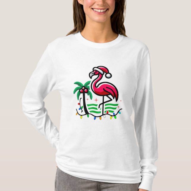 T-shirt "Fun Flamant rose de Noël" (Devant)