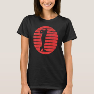 T-shirt Fun Golf Swing Golf Club Silhouette Sur Red Su