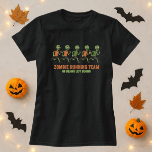 T-shirt Fun Halloween Zombie Courir Le Tee; Pas De Cerveau