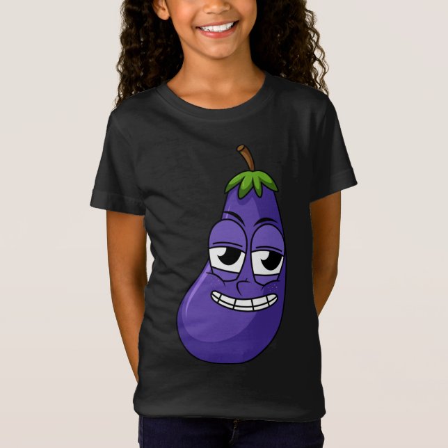 T-Shirt Fun Happy Eggplant Designs for Fruit Vegetable Veg (Devant)