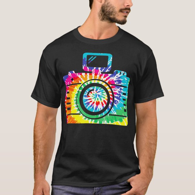 T-shirt Fun Hippie Arc-en-ciel Retro Caméra Tie Dye Photog (Devant)