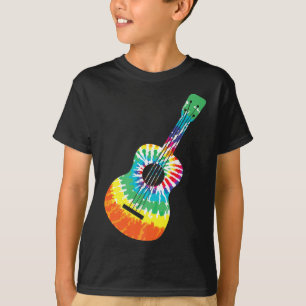 T-shirt Fun Hippie Rainbow Tie Dye Acoustic Guitar Premium