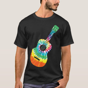 T-shirt Fun Hippie Rainbow Tie Dye Acoustic Guitar Premium