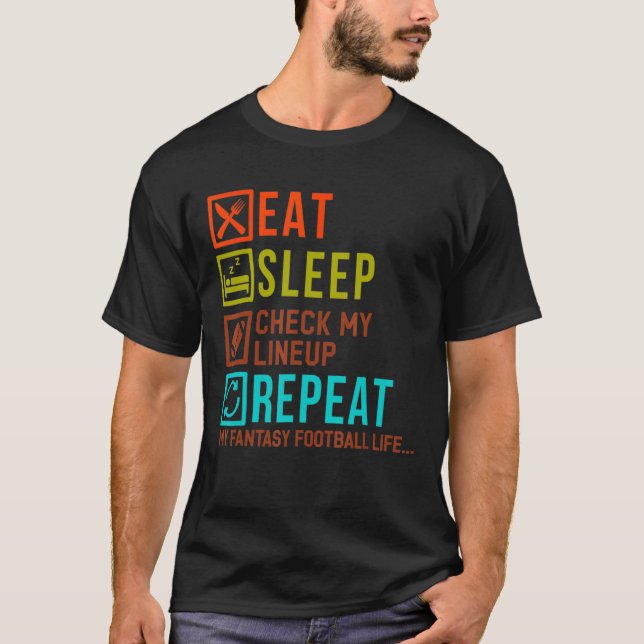 T-shirt Fun Imaginaire Football Saison Manger Sleep Check  (Devant)