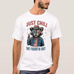 T-shirt Fun Just Chill quatrième dehors - Patriotic Raccoo