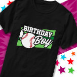 T-shirt Fun Kids Baseball Party Home Run Birthday Boy<br><div class="desc">Cette conception de fête d'anniversaire de baseball est parfaite pour une fête d'anniversaire de base-ball pour garçon. Idée de fête d'anniversaire pour les enfants qui aiment jouer au baseball, regarder le baseball ou les futurs joueurs étoiles de baseball ! Caractéristiques 'Birthday Boy' avec un baseball sur un graphique de terrain...</div>