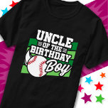 T-shirt Fun Kids Baseball Party Oncle of the Birthday Boy<br><div class="desc">Cette conception de fête d'anniversaire de baseball est parfaite pour l'oncle du garçon d'anniversaire à la fête d'anniversaire de base-ball d'un garçon. Idée de fête d'anniversaire pour les enfants qui aiment jouer au baseball, regarder le baseball ou les futurs joueurs étoiles de baseball ! Caractéristiques "Oncle of the Birthday Boy"...</div>