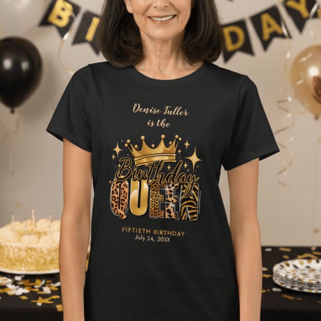 T-shirt Fun Leopard Birthday Queen Fifty Birthday (Créateur téléchargé)