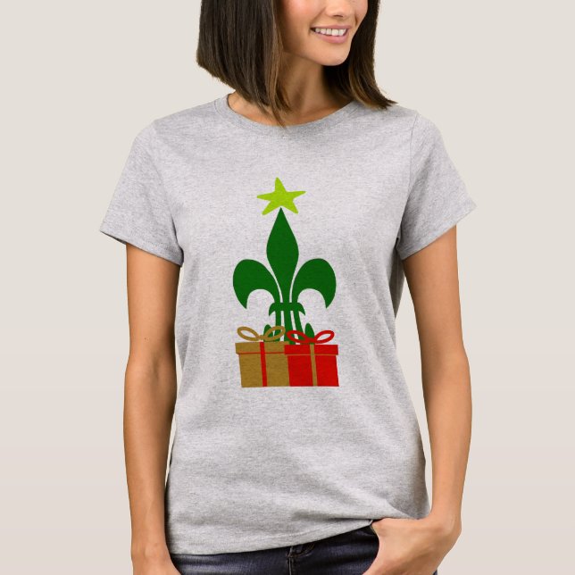 T-shirt Fun Louisiana Christmas Tree Cajun New Orleans (Devant)
