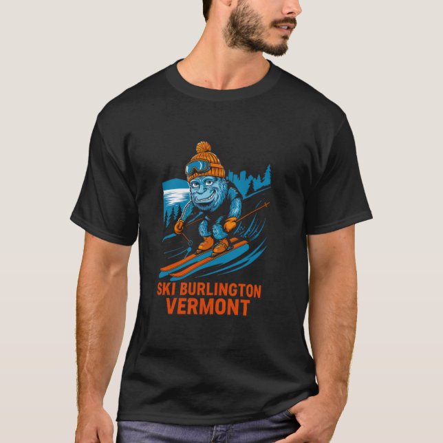 T-shirt Fun Monster Ski à Burlington Vermont Ski (Devant)