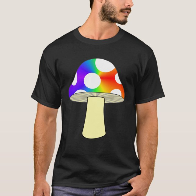 T-SHIRT FUN MUSHROOM TEE NATURE COLORFUL MUSHROOM RAINBOW  (Devant)